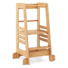 Bamboo Kids Step Stool - Frees Parents' Hands (Cooking/Washing Dishes), Teaches Independence (Cooking/Washing Hands