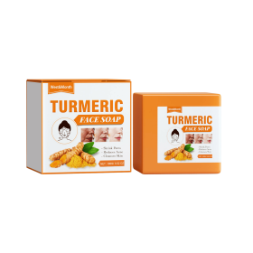West&Month Turmeric Face Soap Facial Repair Gentle Cleansing Blemish Reducing Fine Lines Cleansing Soap (Option: 1pcs)