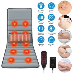 Full Body Electric Massage Mat with Heat Vibration Massage Pad Cushion Back Massage Mattress Chair Pad with Inflatable Head Pillow Lumbar Pillow (Color: Grey)